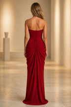 Sleek Sheath Straight Neck Strapless Lace-Up Back Floor-Length Bridesmaid Dress