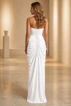 Sleek Sheath Straight Neck Strapless Lace-Up Back Floor-Length Bridesmaid Dress