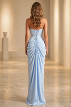 Sleek Sheath Straight Neck Strapless Lace-Up Back Floor-Length Bridesmaid Dress