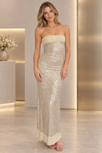 Elegant Column Strapless Sleeveless Beaded Back Floor Length Prom Dress