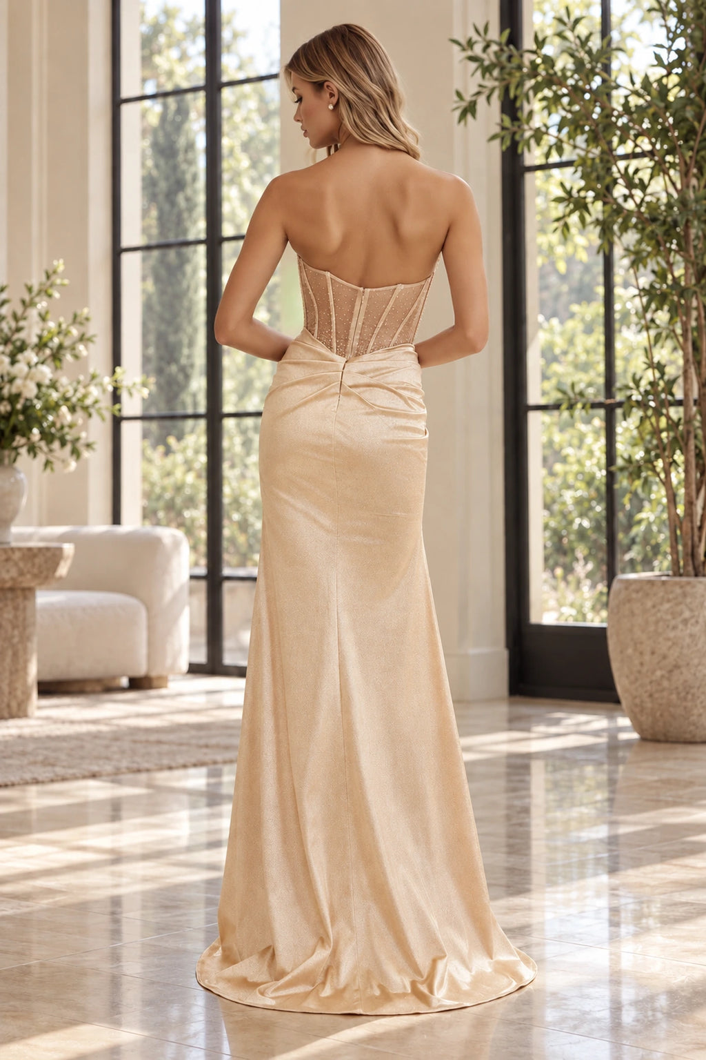 Refined Mermaid Sweetheart Strapless Corset Back Long Prom Dress