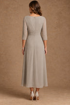 Champagne A line mother of the bride dress with elegant zipper back