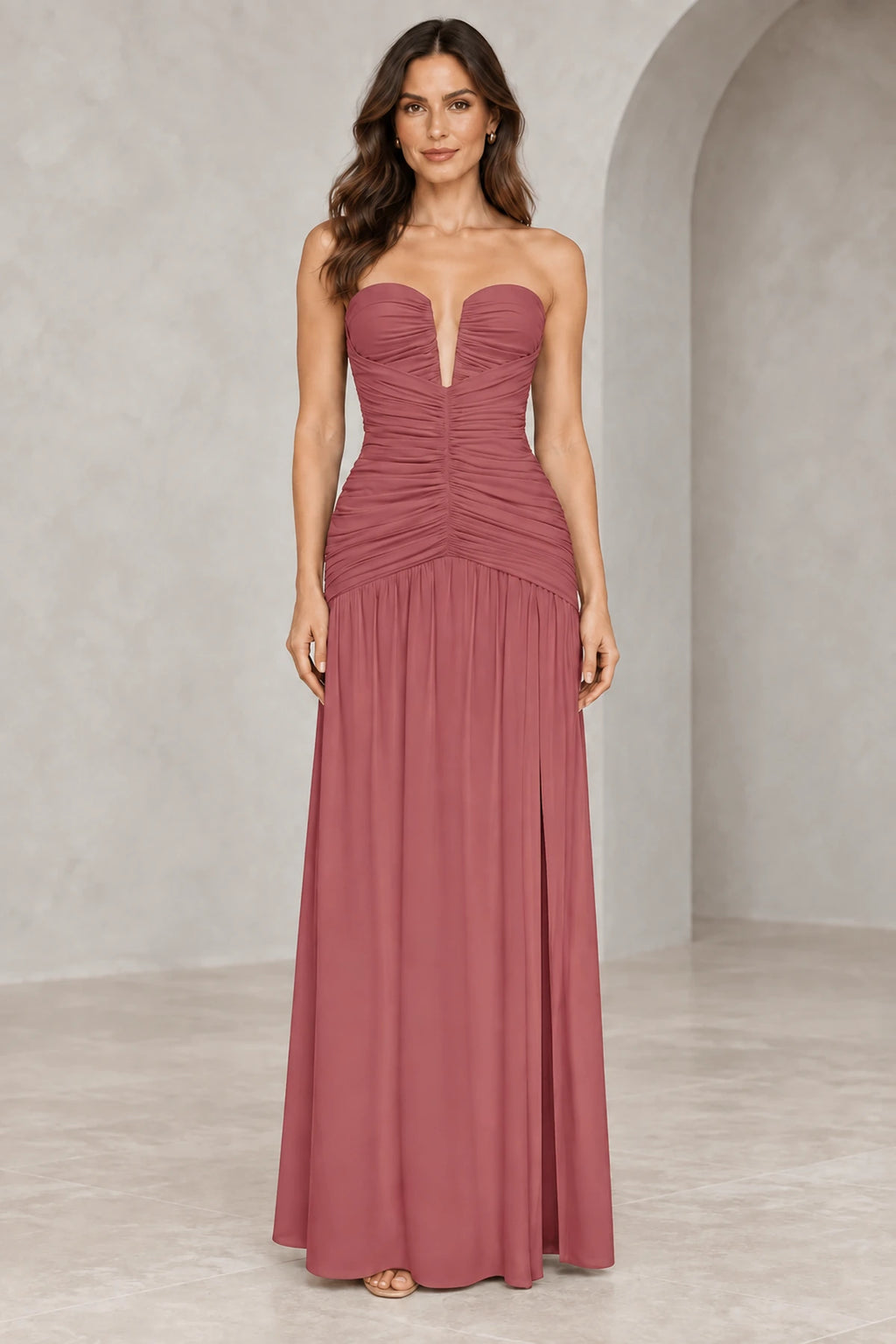 Elegant Sheath Sweetheart Strapless Zipper-Back Floor-Length  Bridesmaid Dress