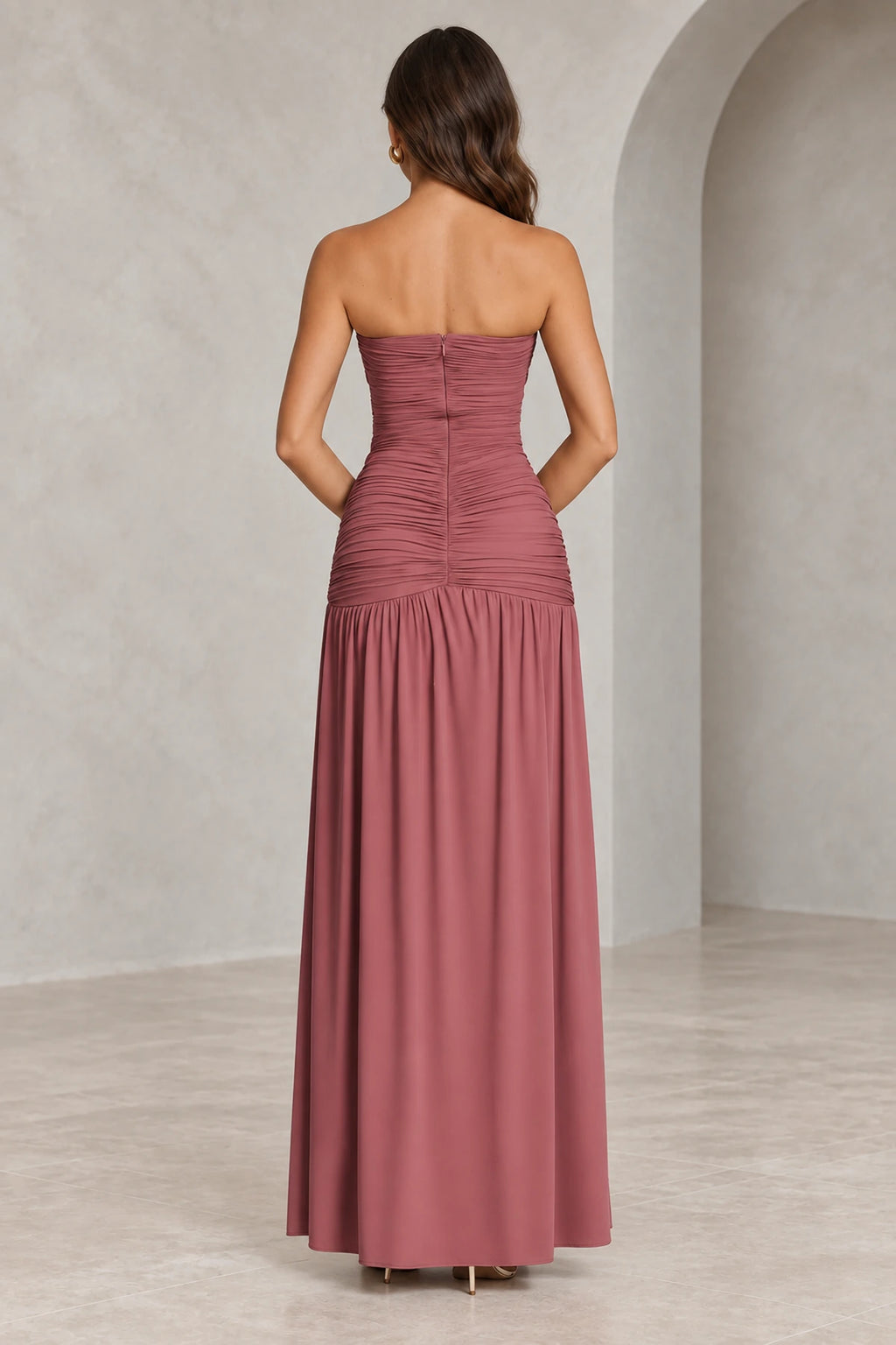 Elegant Sheath Sweetheart Strapless Zipper-Back Floor-Length  Bridesmaid Dress