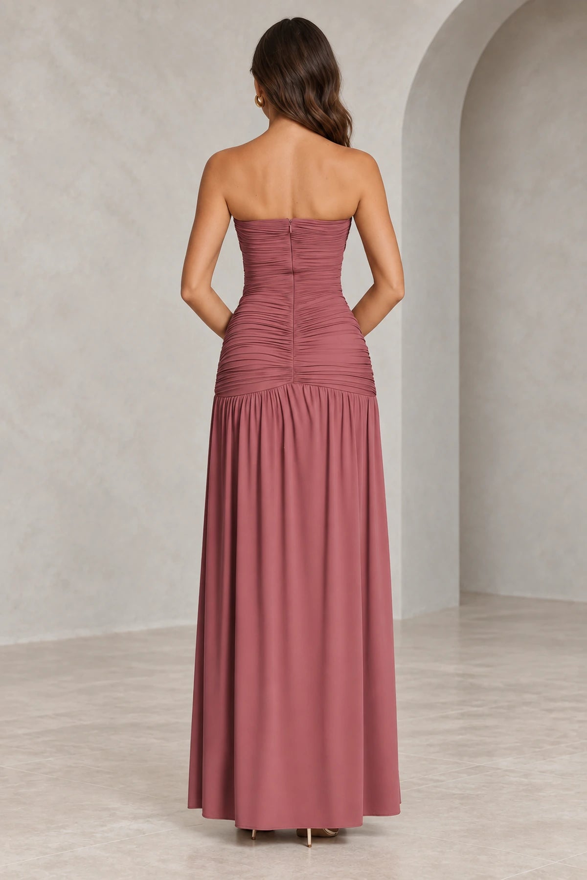 Elegant Sheath Sweetheart Strapless Zipper-Back Floor-Length  Bridesmaid Dress