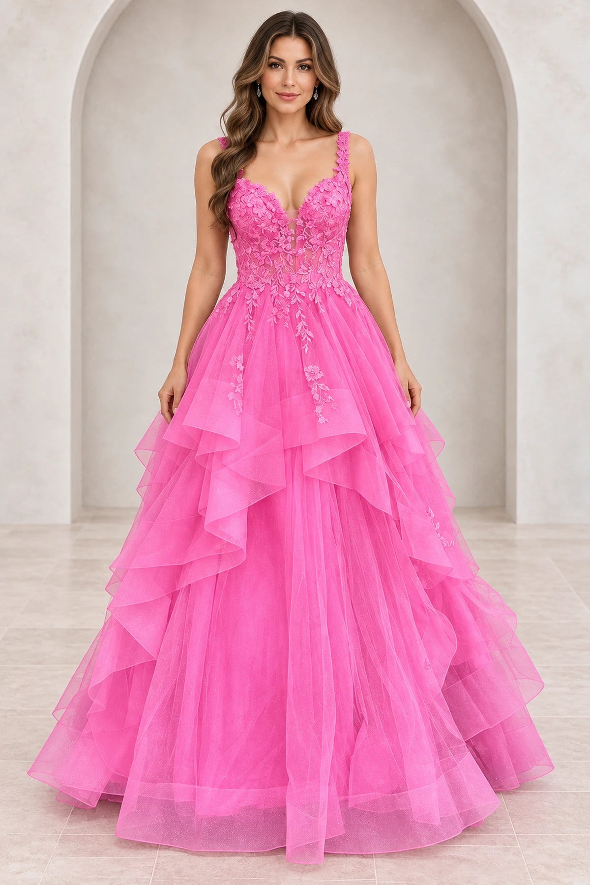 Romantic Glitter Tulle A-Line Sweetheart Off-Shoulder Cap-Sleeve Floor-Length Prom Dress