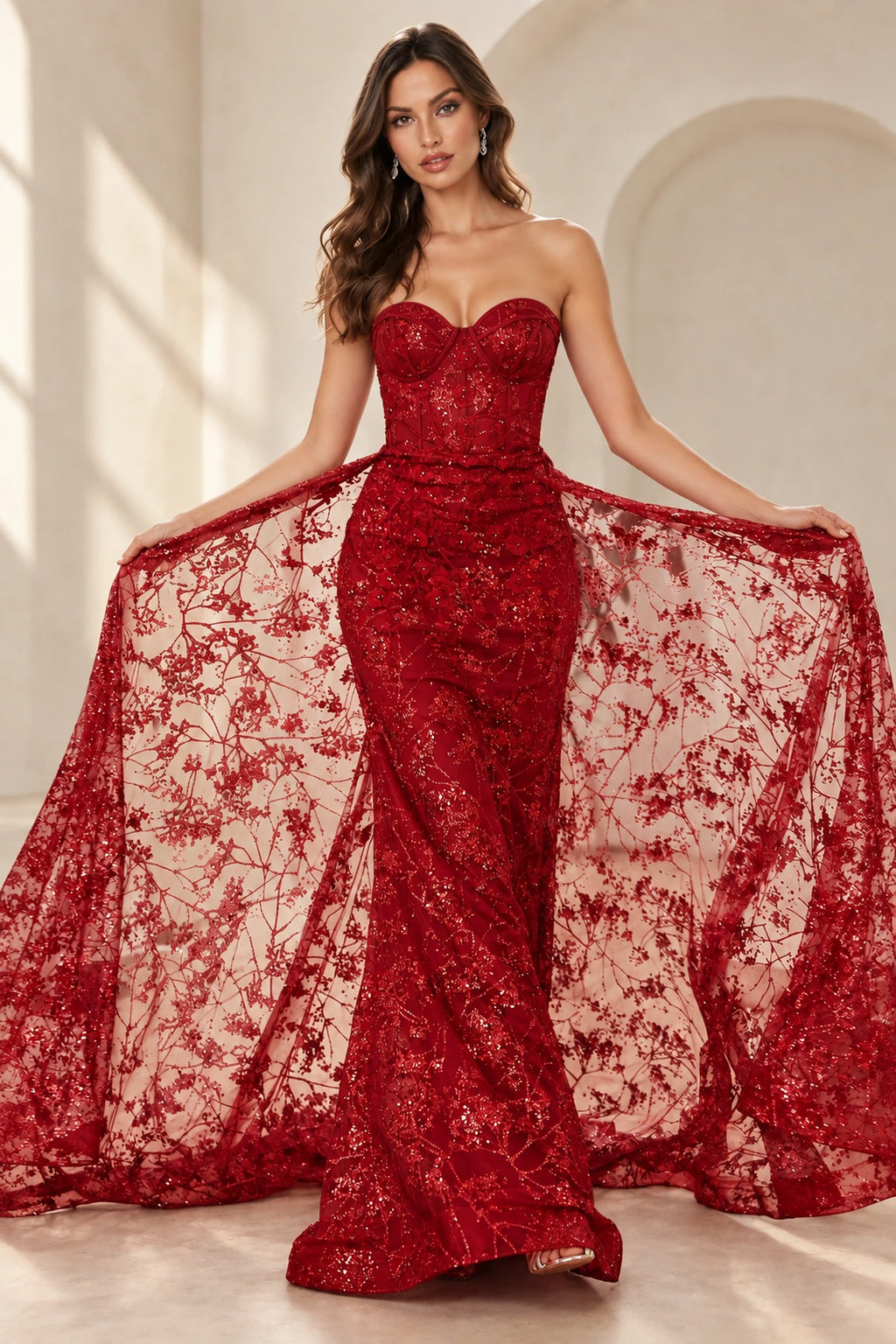 Dreamy Mermaid Sweetheart Sleeveless Corset Back Long Prom Dress