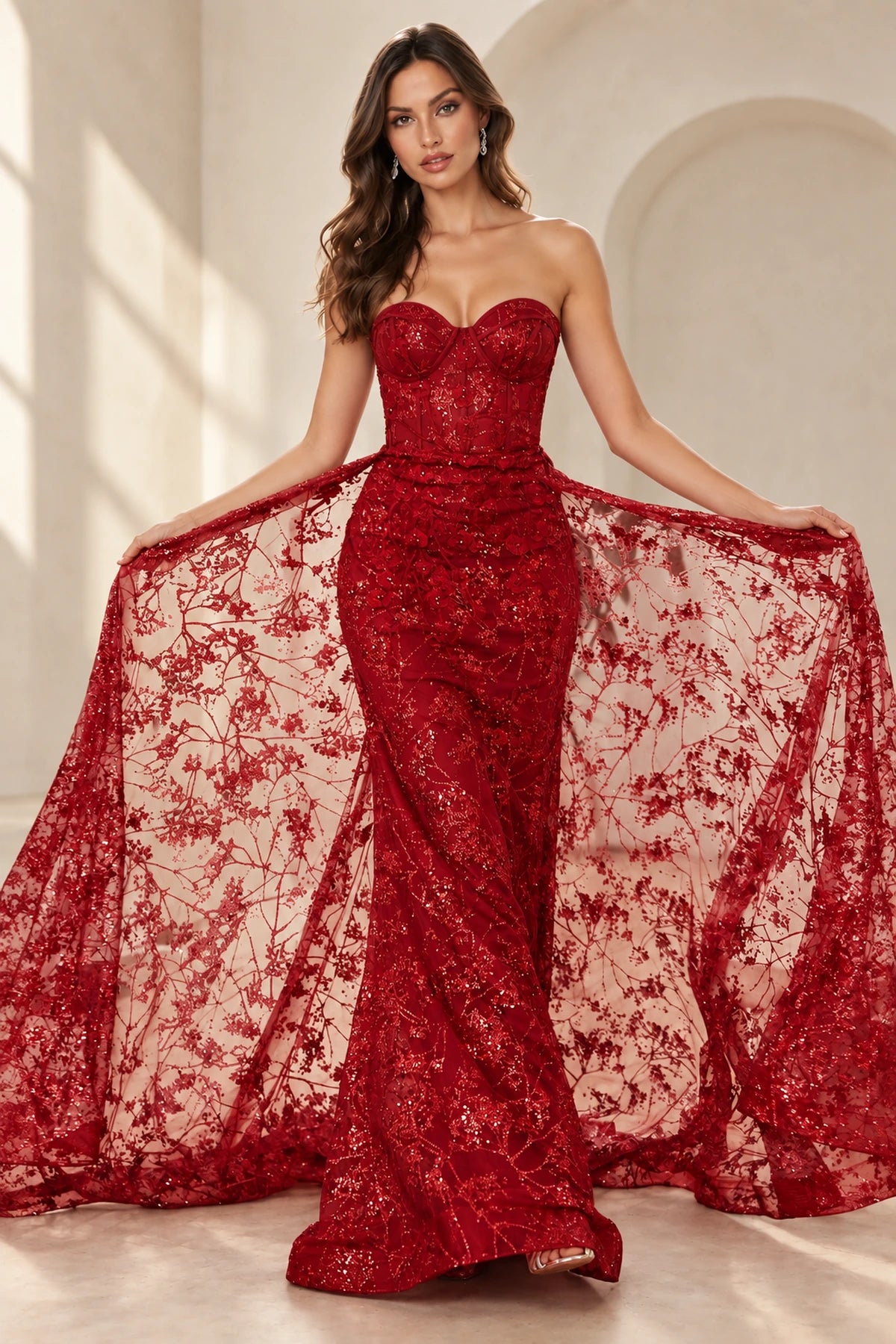 Dreamy Mermaid Sweetheart Sleeveless Corset Back Long Prom Dress