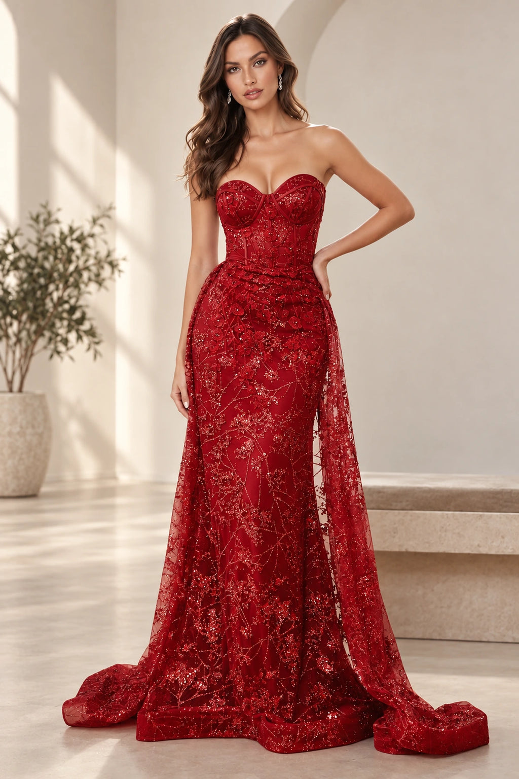 Dreamy Mermaid Sweetheart Sleeveless Corset Back Long Prom Dress