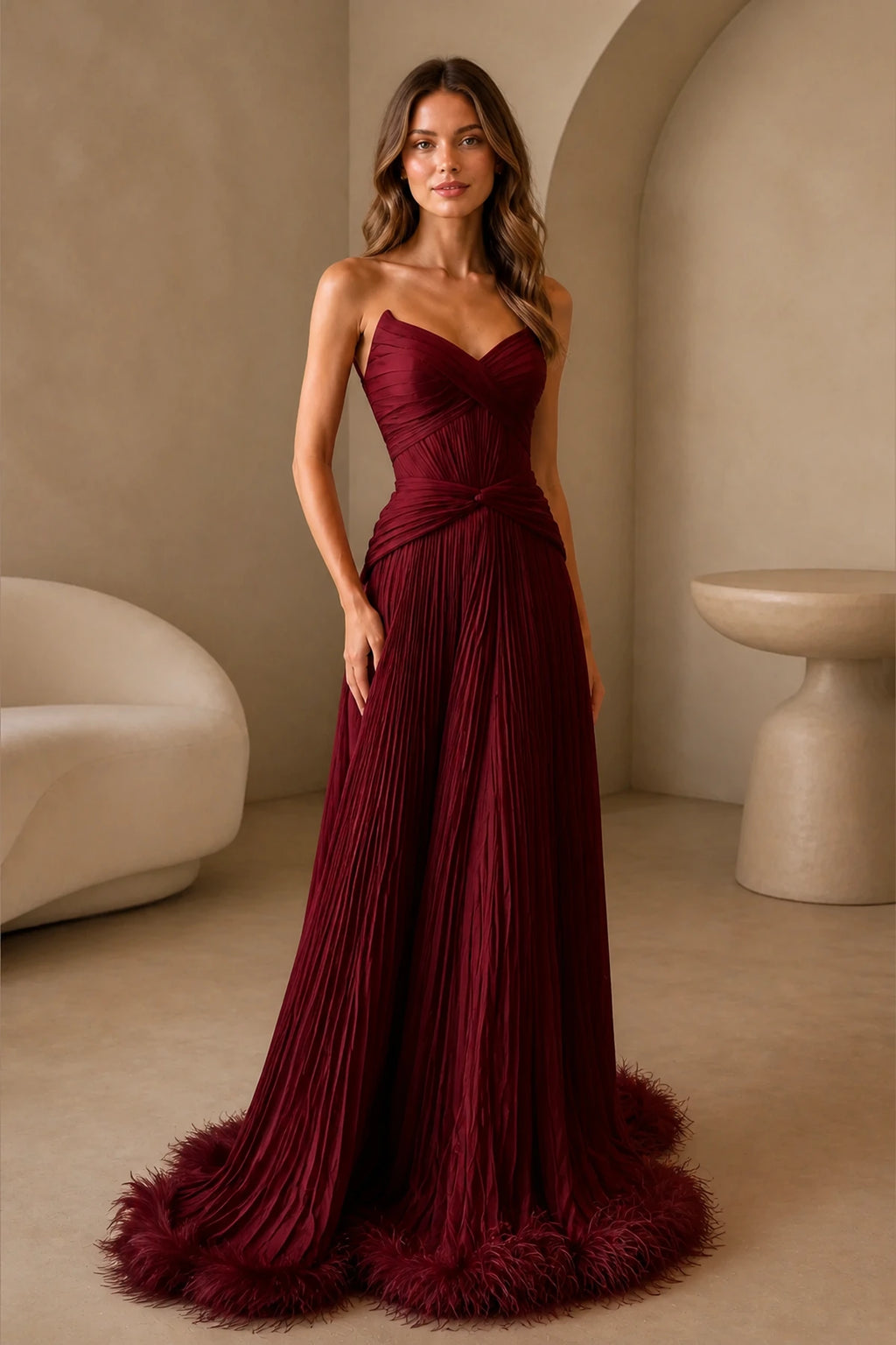 Romantic A-Line Sweetheart Strapless Straight Back Floor Length Prom Dress