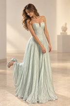 Elegant Chiffon A Line Sweetheart Strapless Low Back Long Prom Dress