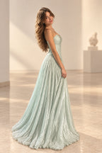 Elegant Chiffon A Line Sweetheart Strapless Low Back Long Prom Dress