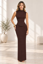 Elegant Mermaid Mock Neck Sleeveless Corset Back Floor Length Wedding Guest Dress