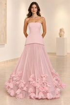 Sophisticated Strapless Corset Lace Up Back Pleated Maxi Prom Dress