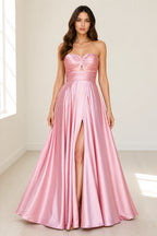 Chic A-Line Sweetheart Strapless Zip-Back Floor-Length Emerald Prom Dress