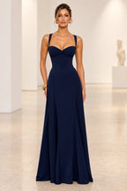 Elegant A Line Sweetheart Spaghetti Strap Lace Up Back Maxi Prom Dress