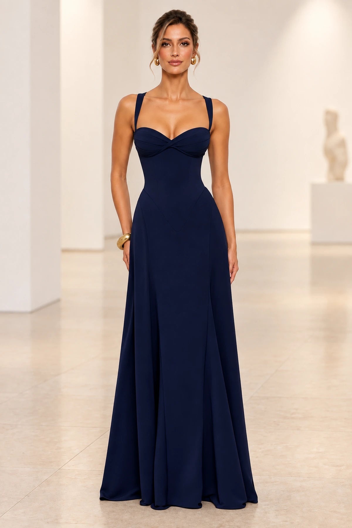 Elegant A Line Sweetheart Spaghetti Strap Lace Up Back Maxi Prom Dress