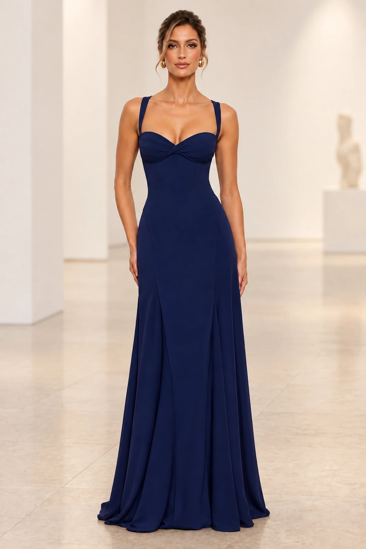 Elegant A Line Sweetheart Spaghetti Strap Lace Up Back Maxi Prom Dress