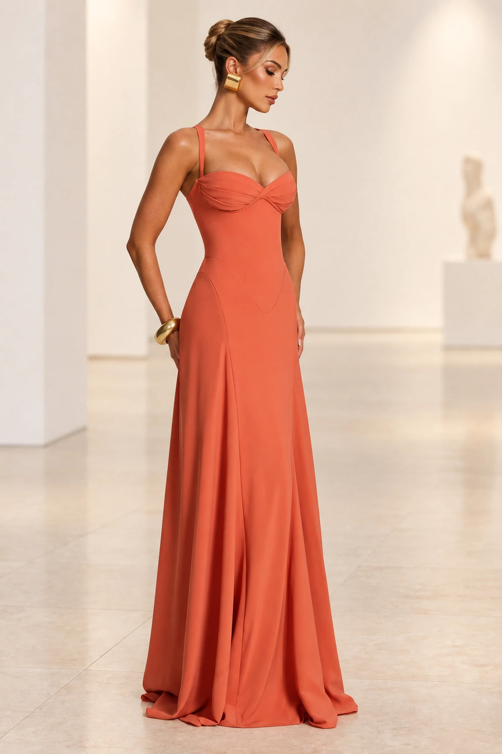 Elegant A Line Sweetheart Spaghetti Strap Lace Up Back Maxi Prom Dress