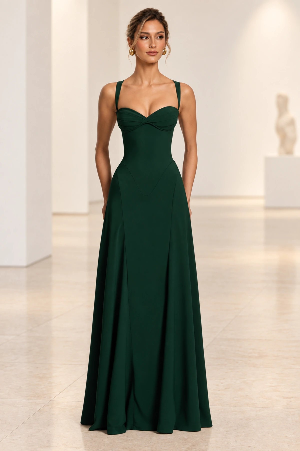 Elegant A Line Sweetheart Spaghetti Strap Lace Up Back Maxi Prom Dress