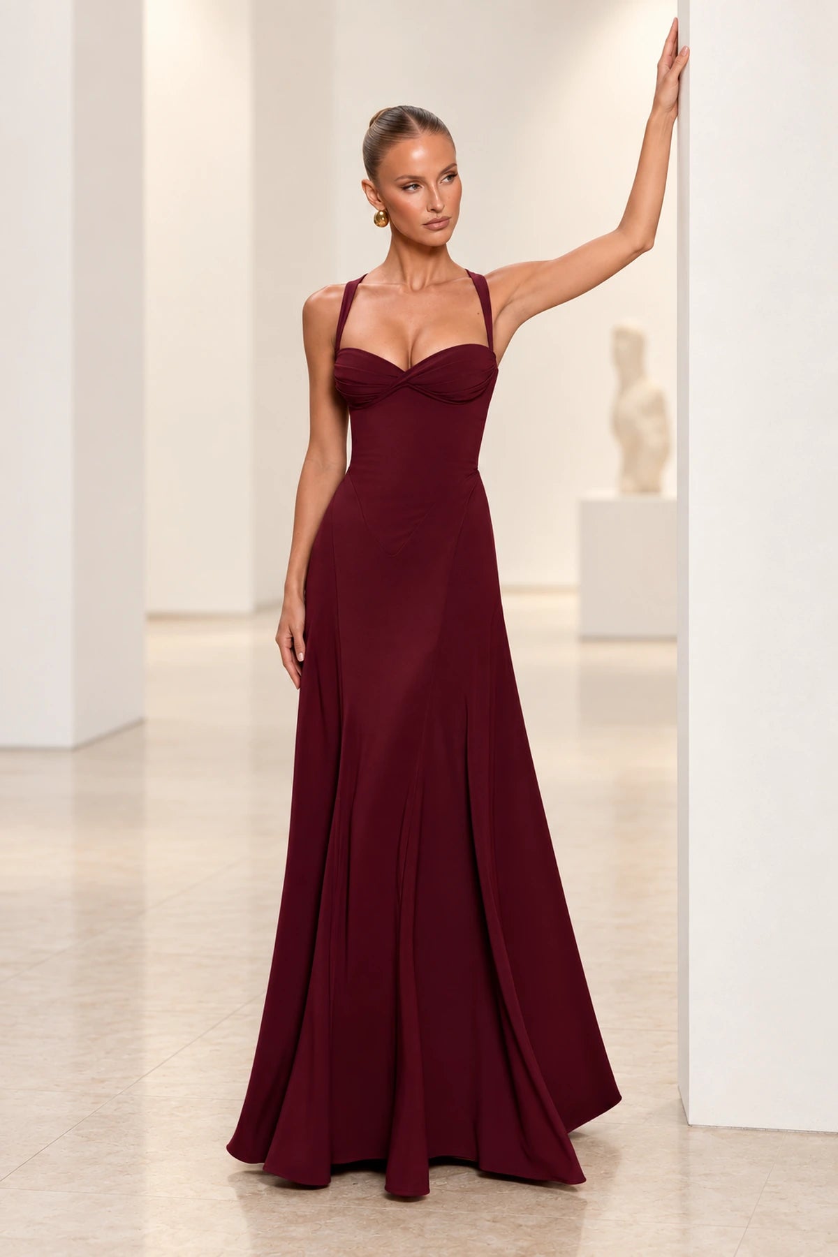 Elegant A Line Sweetheart Spaghetti Strap Lace Up Back Maxi Prom Dress