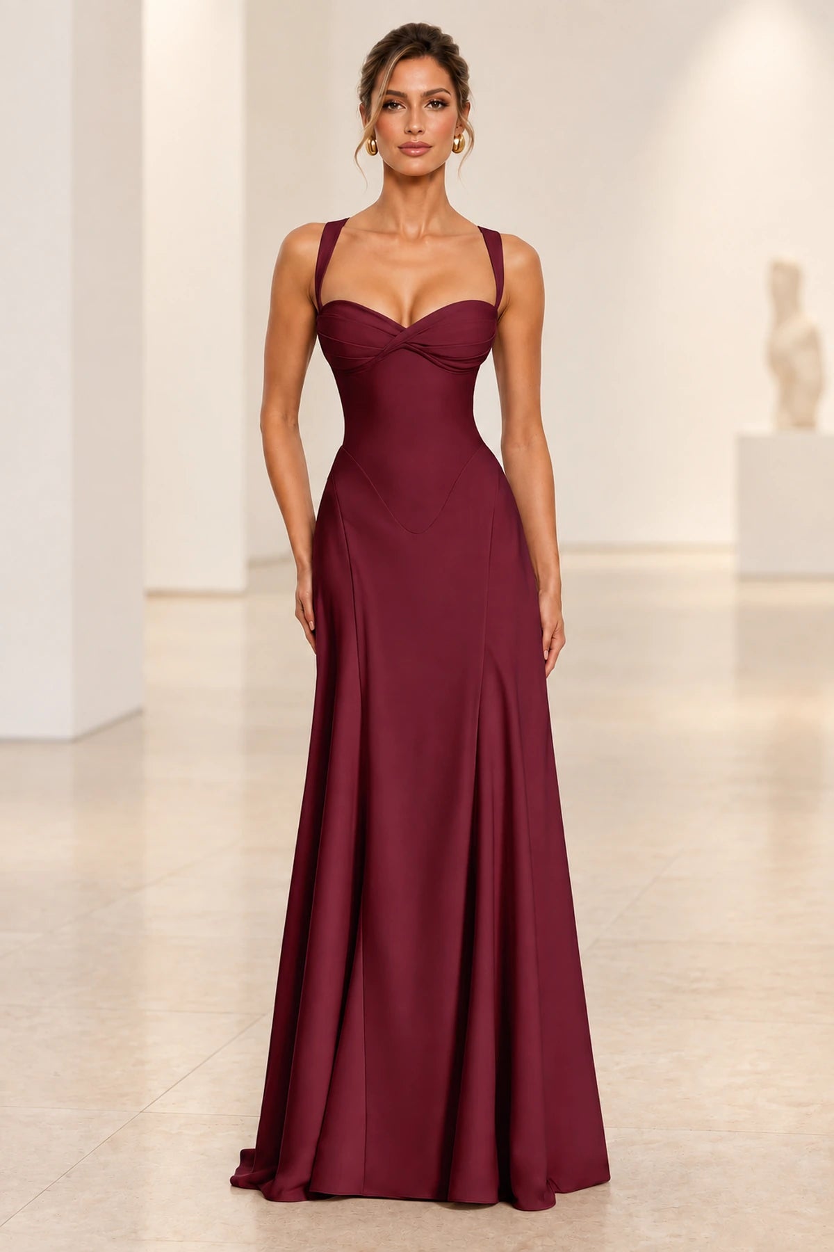 Elegant A Line Sweetheart Spaghetti Strap Lace Up Back Maxi Prom Dress