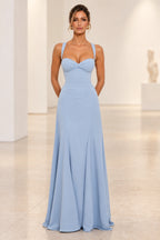 Elegant A Line Sweetheart Spaghetti Strap Lace Up Back Maxi Prom Dress