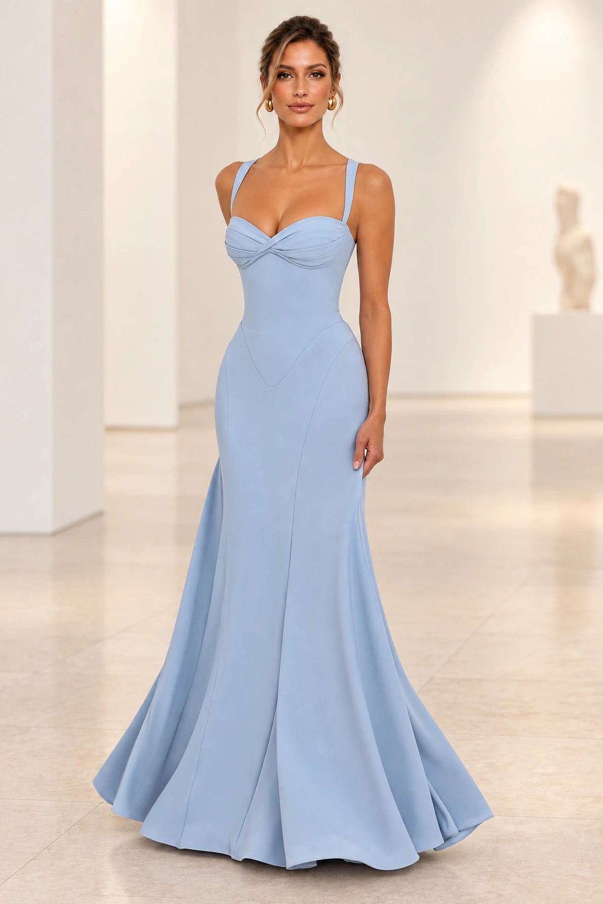 Elegant A Line Sweetheart Spaghetti Strap Lace Up Back Maxi Prom Dress