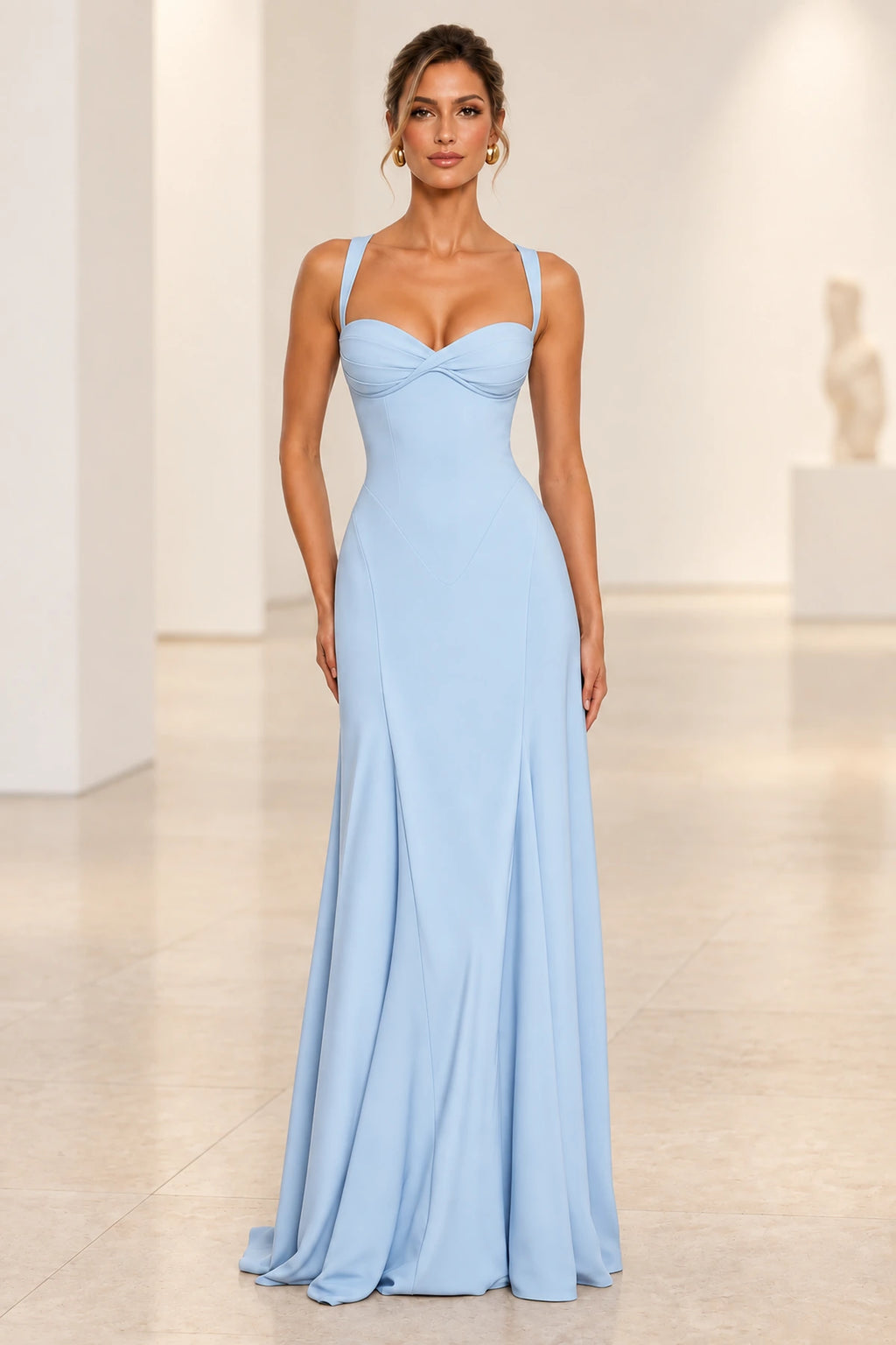 Elegant A Line Sweetheart Spaghetti Strap Lace Up Back Maxi Prom Dress