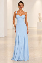 Elegant A Line Sweetheart Spaghetti Strap Lace Up Back Maxi Prom Dress
