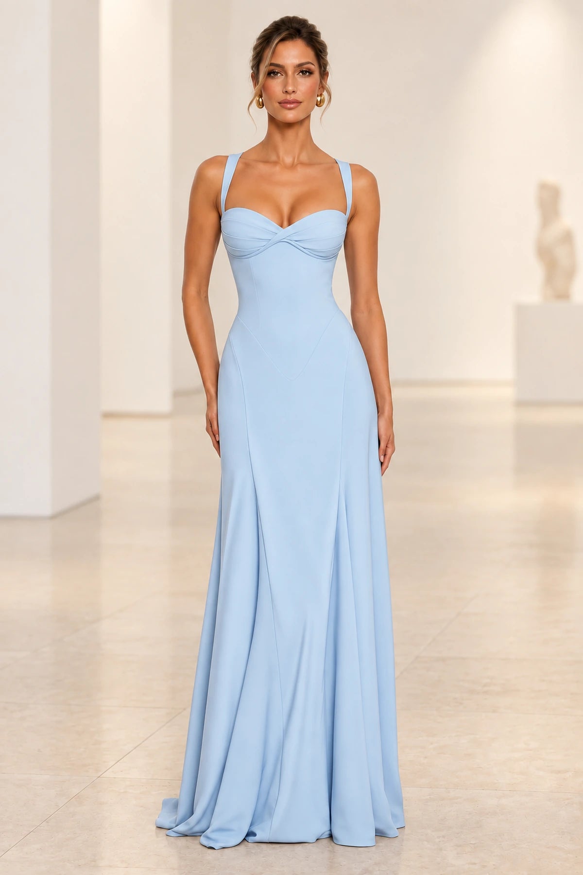 Elegant A Line Sweetheart Spaghetti Strap Lace Up Back Maxi Prom Dress