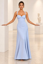 Elegant A Line Sweetheart Spaghetti Strap Lace Up Back Maxi Prom Dress
