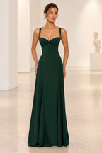 Elegant A Line Sweetheart Spaghetti Strap Lace Up Back Maxi Prom Dress