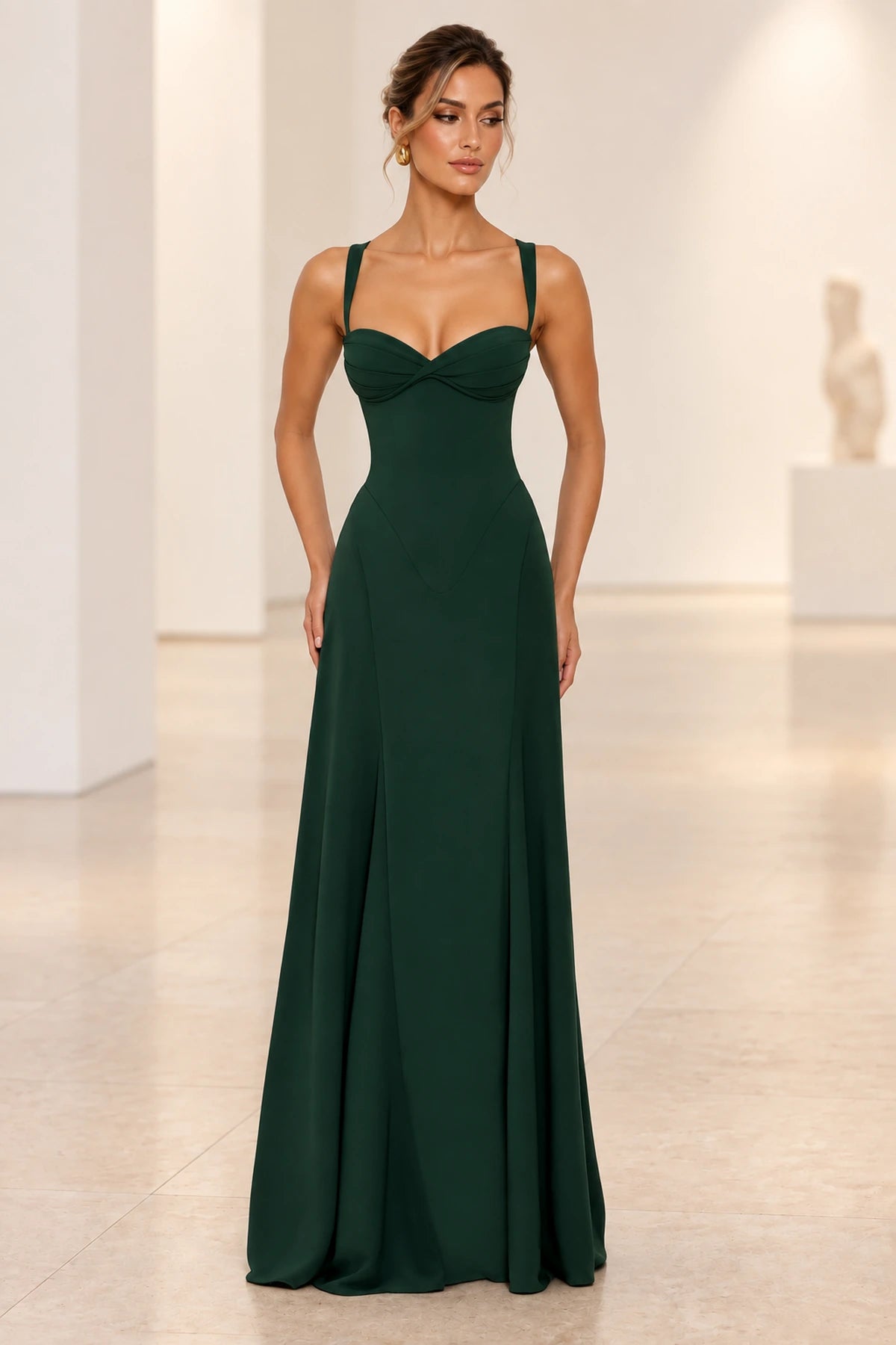 Elegant A Line Sweetheart Spaghetti Strap Lace Up Back Maxi Prom Dress