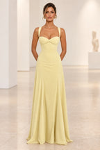 Elegant A Line Sweetheart Spaghetti Strap Lace Up Back Maxi Prom Dress