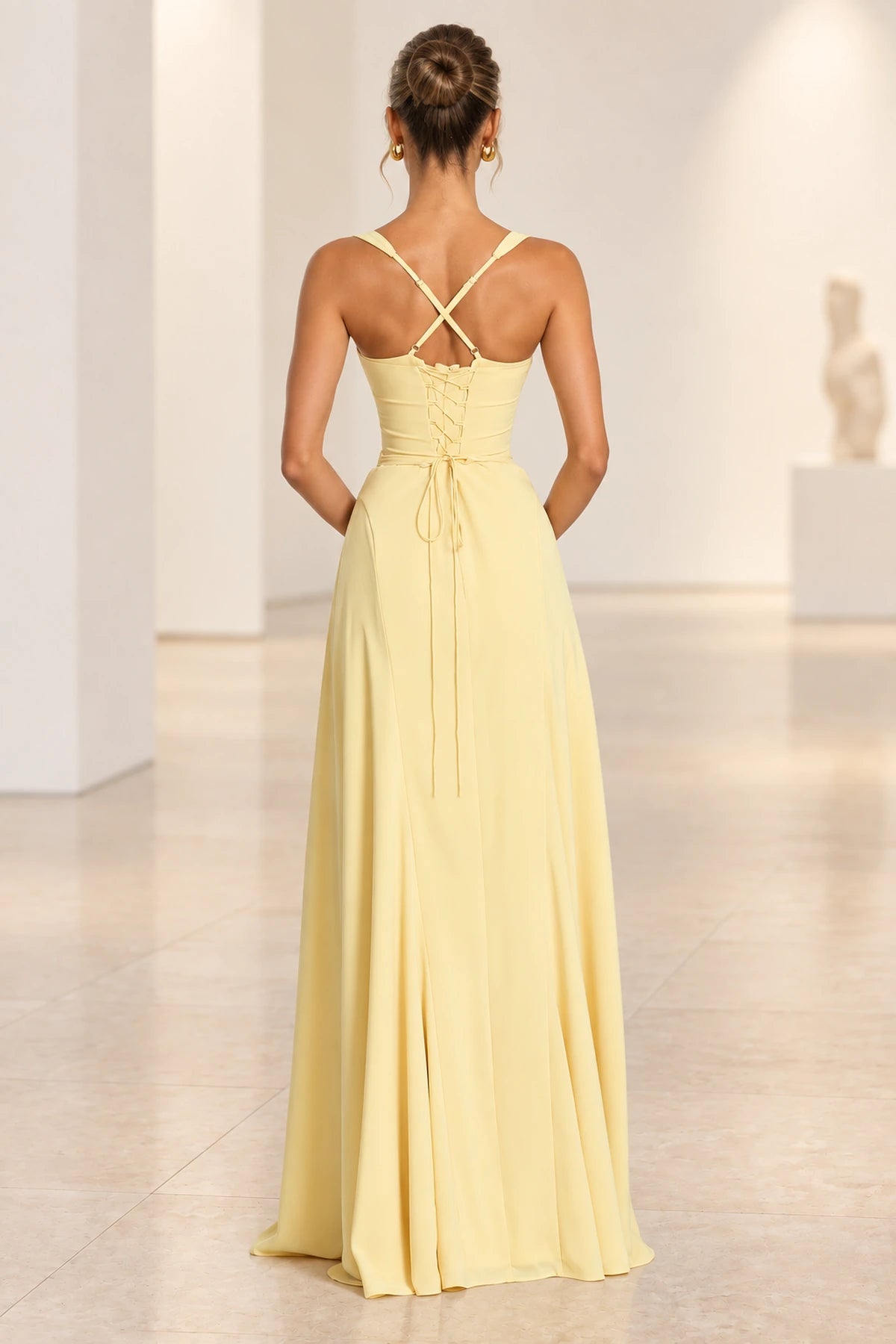 Elegant A Line Sweetheart Spaghetti Strap Lace Up Back Maxi Prom Dress