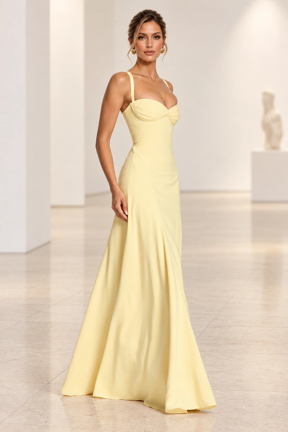 Elegant A Line Sweetheart Spaghetti Strap Lace Up Back Maxi Prom Dress