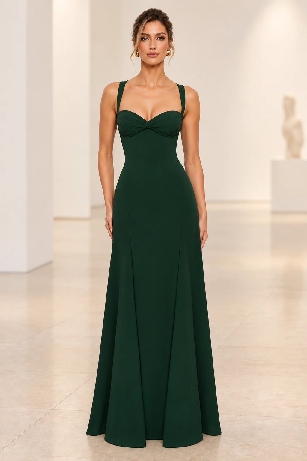 Elegant A Line Sweetheart Spaghetti Strap Lace Up Back Maxi Prom Dress