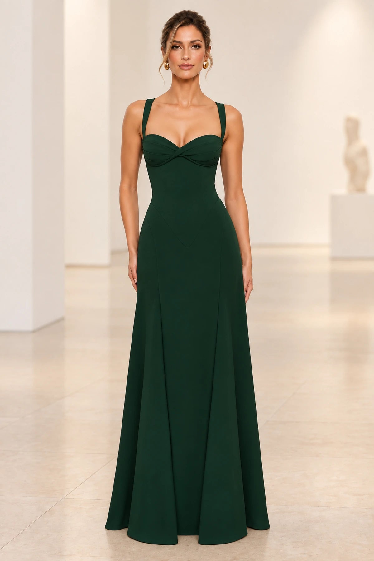 Elegant A Line Sweetheart Spaghetti Strap Lace Up Back Maxi Prom Dress