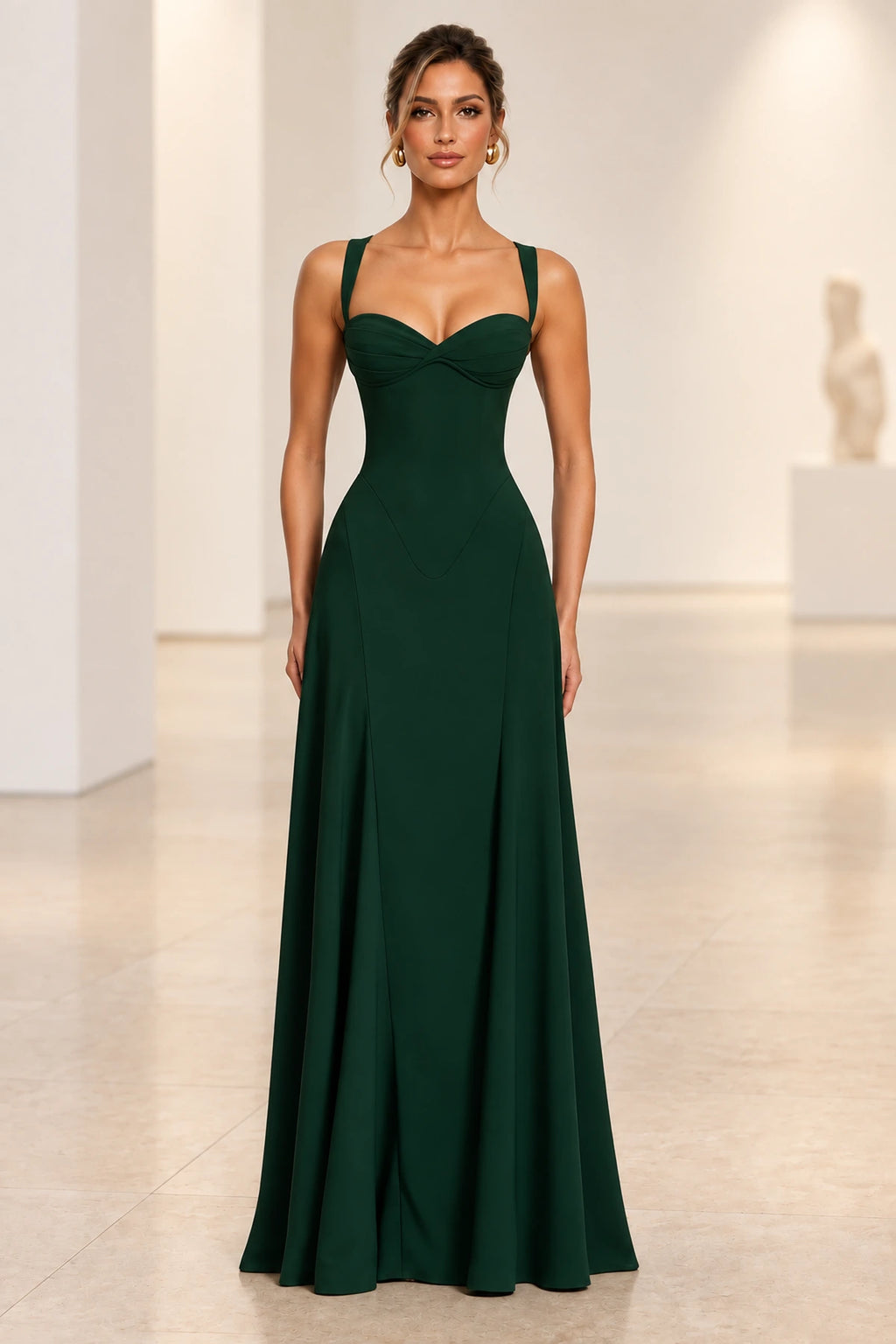 Elegant A Line Sweetheart Spaghetti Strap Lace Up Back Maxi Prom Dress