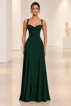 Elegant A Line Sweetheart Spaghetti Strap Lace Up Back Maxi Prom Dress