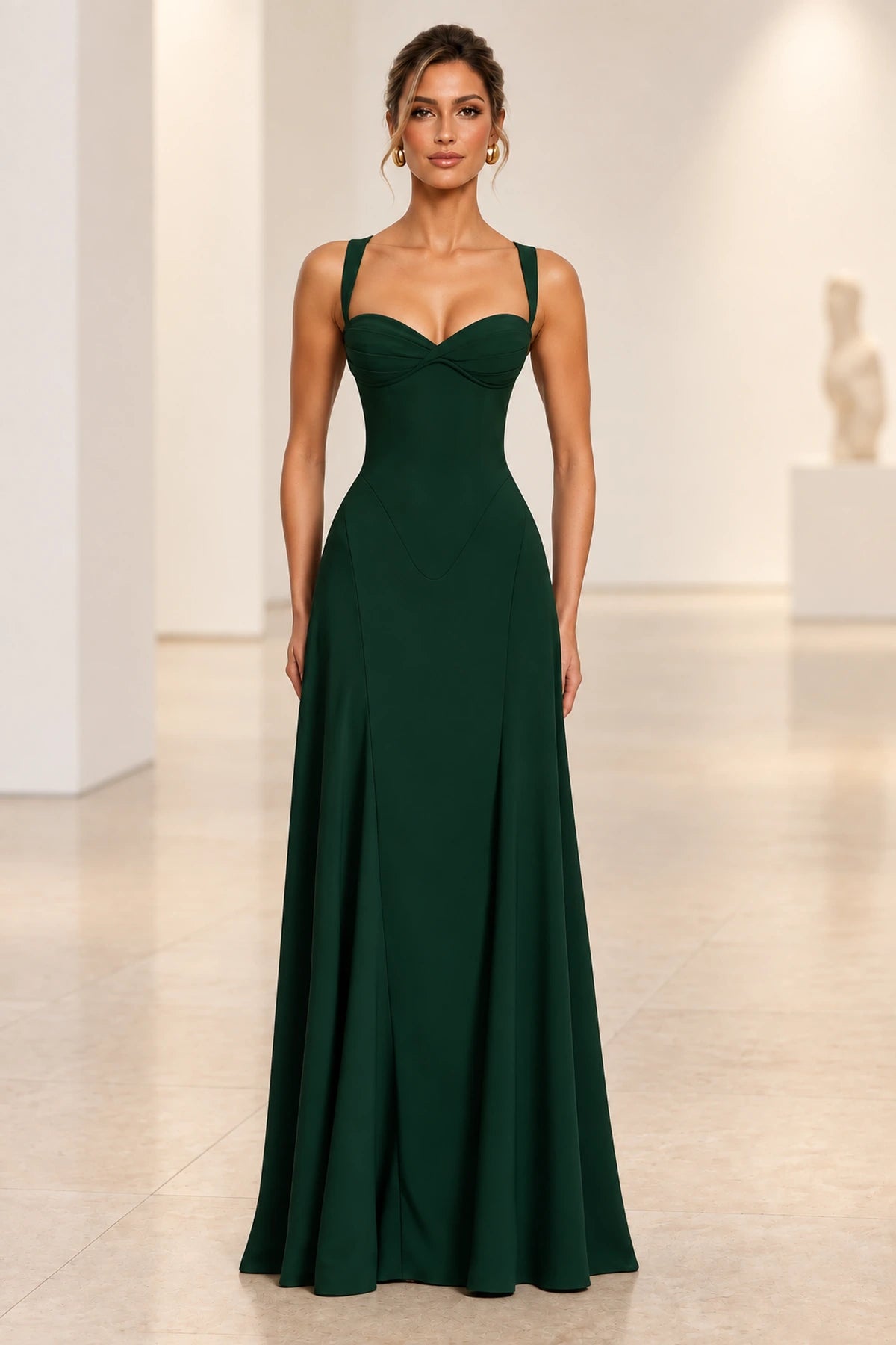 Elegant A Line Sweetheart Spaghetti Strap Lace Up Back Maxi Prom Dress