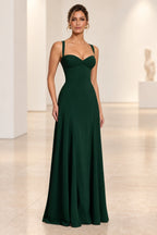 Elegant A Line Sweetheart Spaghetti Strap Lace Up Back Maxi Prom Dress