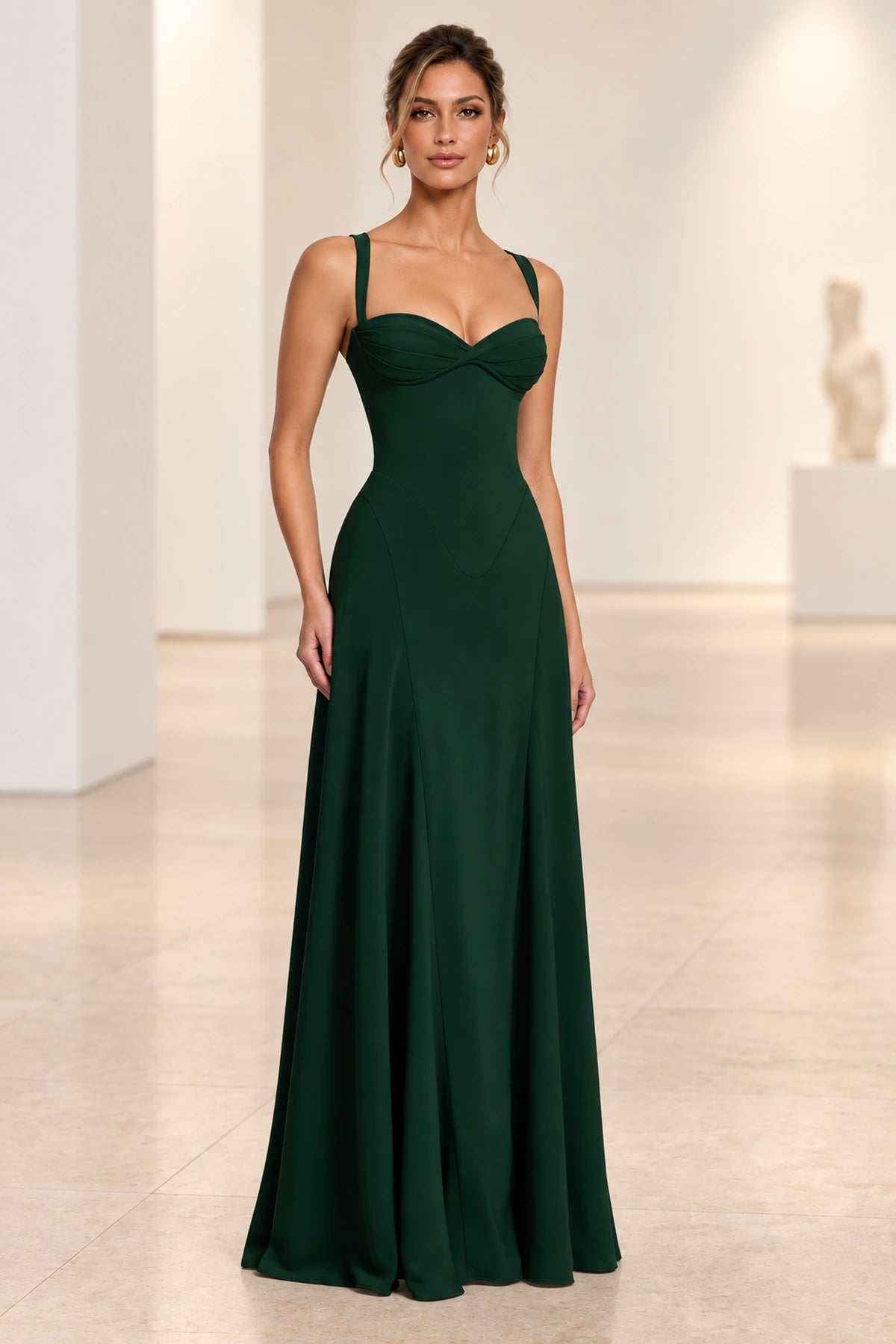 Elegant A Line Sweetheart Spaghetti Strap Lace Up Back Maxi Prom Dress
