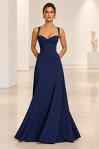 Elegant A Line Sweetheart Spaghetti Strap Lace Up Back Maxi Prom Dress