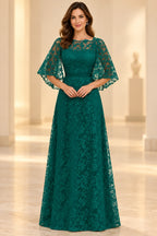 Elegant A-Line Illusion Cape Sleeve Mother of the Bride Dress