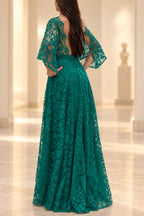 Elegant A-Line Illusion Cape Sleeve Mother of the Bride Dress