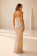 Romantic Sheath Strapless Sleeveless Zipper-Back Floor-Length Wedding Guest Dress