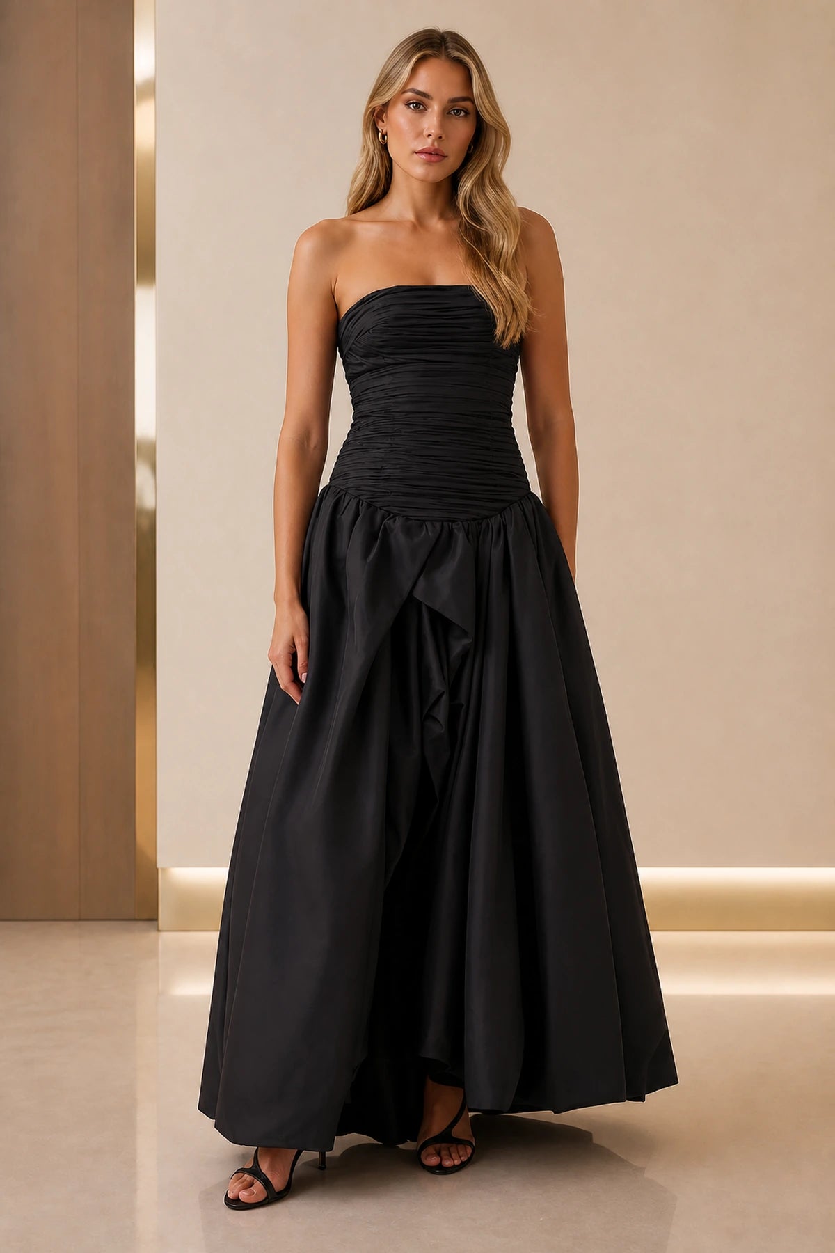 Striking A-Line Strapless Sleeveless Zipper Back Floor Length Prom Dress
