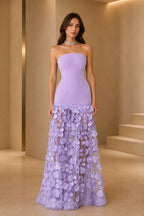 Dramatic A-Line Strapless Sleeveless Zip Back Floor Length Prom Dress